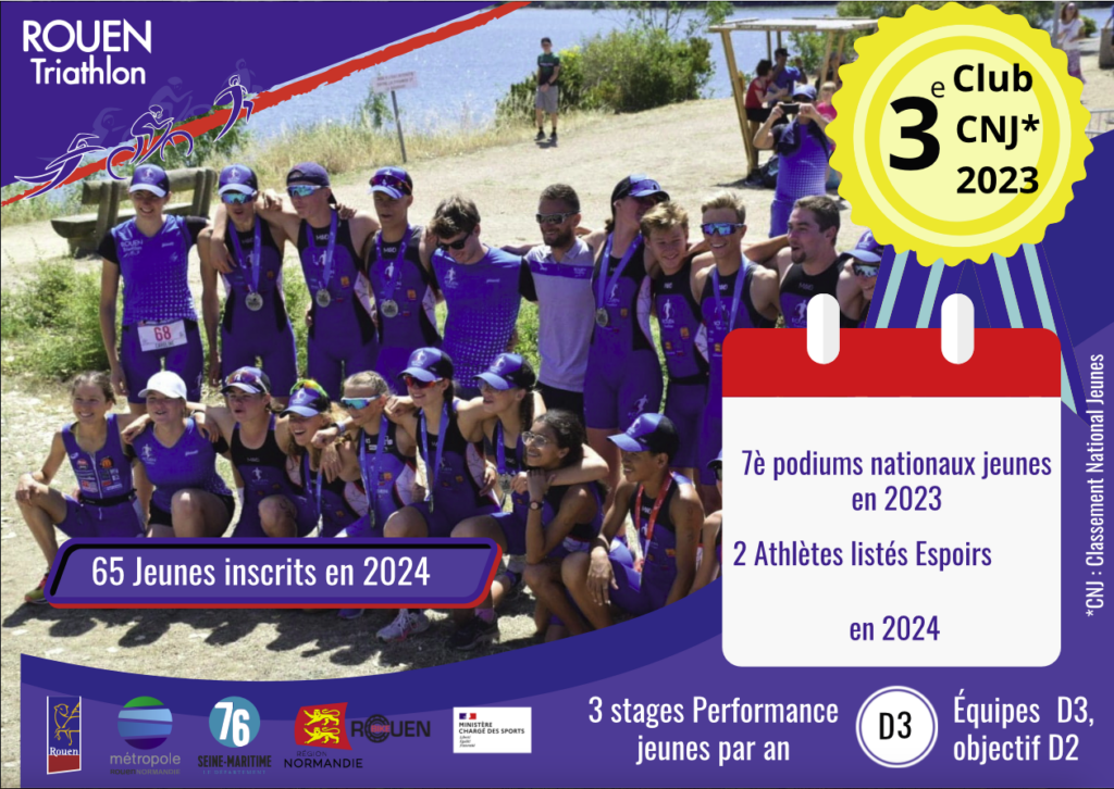 Plaquette 2023 - Rouen Triathlon - Cyclisme, natation, course - Club - Sport - Compétition - Engagement - Equipe